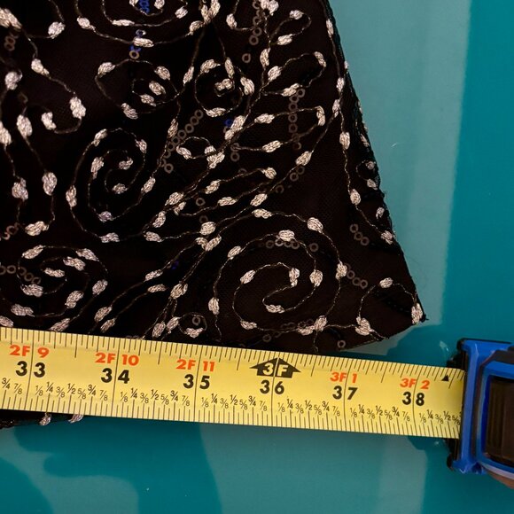 JS Collections Black Mesh Embroidered Sequin Cocktail Dress - Size 8 - Picture 9 of 16